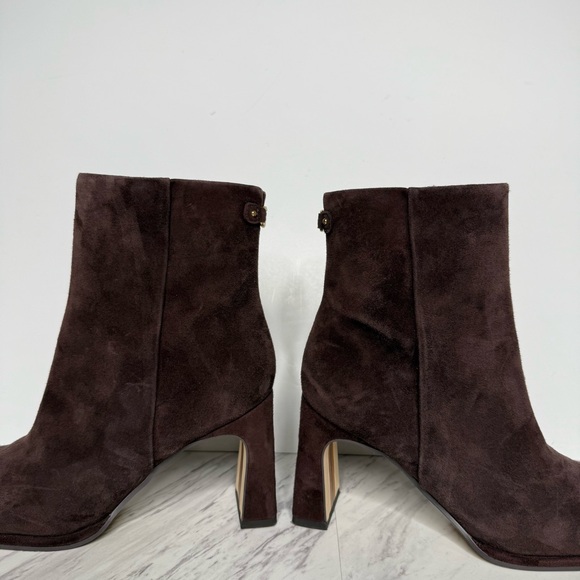 Sam Edelman Irie Brown Suede Square Toe Heeled Bootie 6 1/2 M - Picture 9 of 15